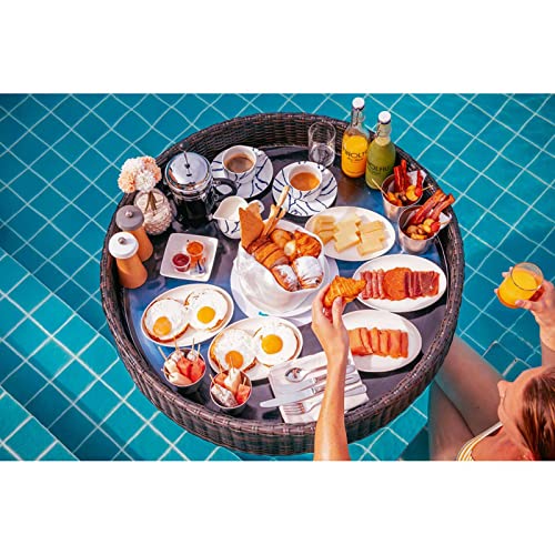 Palette， Schwimmendes Buffet-Tisch-Serviertablett mit Griffen, schwimmendes Serviertablett, Tischbar, Schwimmbecken, schwimmendes Tablett(Coffee,80CM) von SBJKLYRN