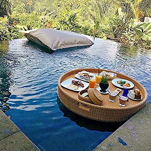 Palette， Schwimmendes Deluxe-Tablett for den Pool, stilvolles Rattan-Tablett auf dem Wasser, kreative schwimmende Bar und Tisch for Pool, Spas, Strände(Apricot) von SBJKLYRN