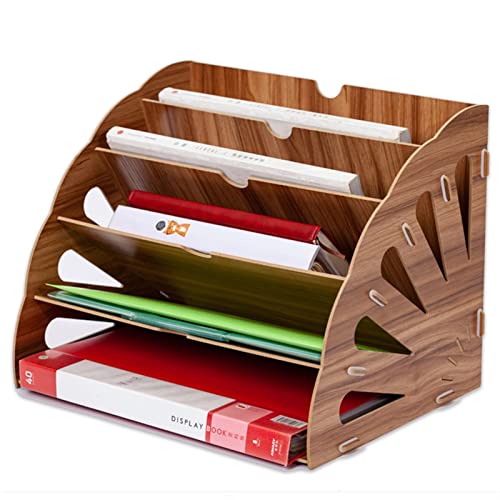 SBJKLYRN Dokumentenbox， Aktenregal Büro-Schreibtisch Aktenablageregal Studentenwohnheim Desktop Multifunktions-Aufbewahrungsboxen Holzfarbe Zeitschriftenregal von SBJKLYRN