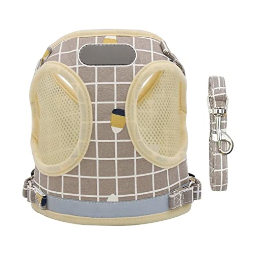 SBJKLYRN Hundegeschirr， Leinenset Braunes Nylonnetz Katzenwelpen Reflektierendes Hundegeschirr Und Leine Set Hundeweste Geschirr Führt Haustierkleidung for Kleine Hunde L(S) von SBJKLYRN