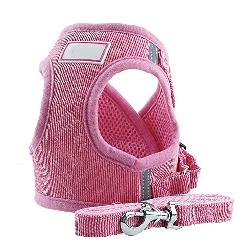 SBJKLYRN Hundegeschirr， Leinenset Rosa Hundegeschirr Mit Leine Hundehalsband Verstellbare Weste Spaziergehege Haustierzubehör for Kleine Mittelgroße Haustiere M(S) von SBJKLYRN