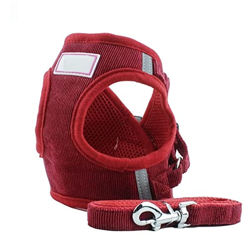 SBJKLYRN Hundegeschirr， Mit Leine, rotes Hundegeschirr mit, Hundehalsband, verstellbare Weste, Spazierzubehör for Haustiere for kleine, mittelgroße und große, XL(L) von SBJKLYRN