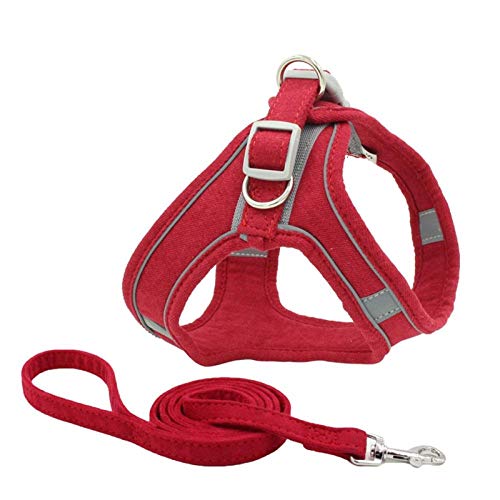 SBJKLYRN Hundegeschirr， Und Leine Reflektierende Hundekatzengeschirre Weste Haustier Hund Nylon Geschirr Set Rot Xs(Red,XL) von SBJKLYRN