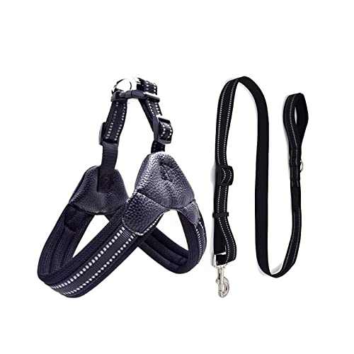 SBJKLYRN Hundegeschirr， Und Leine Schwarzes reflektierendes Haustiergeschirr und Leinenset Hundegeschirre for kleine mittelgroße Hunde Haustierzubehör S(L) von SBJKLYRN