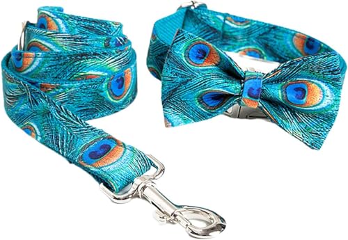 SBJKLYRN Hundehalsband， Hundehalsband und Leine Set, mit Fliege, Bequeme verstellbare Hundehalsbänder for Hündinnen Rüden, süße for Welpen(M) von SBJKLYRN