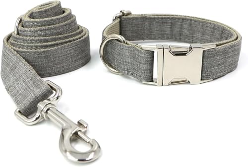 SBJKLYRN Hundehalsband， Hundehalsband- und Leinen-Set, verstellbare Hundehalsbänder mit Metallschnalle Leine for kleine Hunde, Starke geflochtene(Grey,XS) von SBJKLYRN