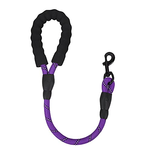 SBJKLYRN Hundeleine， Kurze Hundeleine Lila Haustierleine Kurzes reflektierendes rundes Seil for Hundeausführer Haustierhalsband von SBJKLYRN