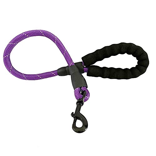 SBJKLYRN Hundeleine， Kurze Hundeleine Lila Seil 2Ft Starke Bergsteigerleine Reflektierende Trainingsleinen von SBJKLYRN