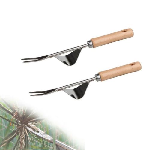 SBJKLYRN Picking Stick， Multifunktionales manuelles Unkrautstecher-Werkzeug mit Holzgriff, Unkrautentfernungswerkzeug for Entwurzeln von Unkraut for Entfernen von Löwenzahnmoos(2 Pcs) von SBJKLYRN