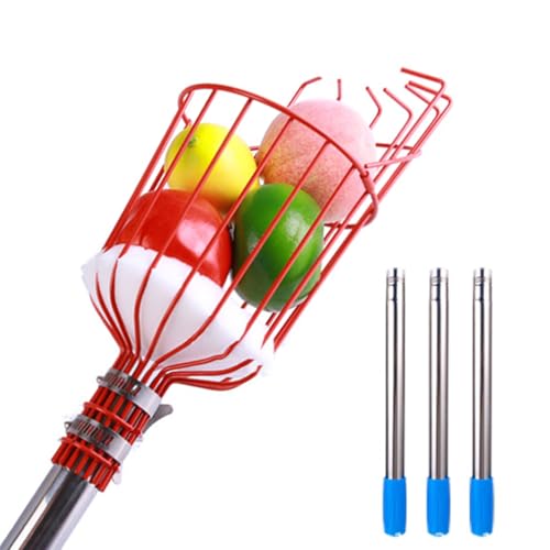 SBJKLYRN Picking Stick， Obstpflückerstange mit Korb, mit Schaumstoff-Schutzpolster, Obstbaumpflücker aus Edelstahl for Apfel, Birne, Zitrone, Orange(1.2m) von SBJKLYRN