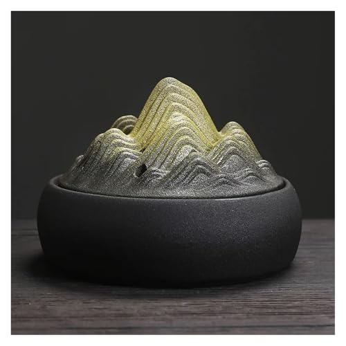 SBJKLYRN Räuchergefäß， Räucherspiralenbrenner aus Keramik im Bergdesign – Feuerschutz, Zen-Tee-Halter for Haustiere als Heimdekoration(Yellow) von SBJKLYRN
