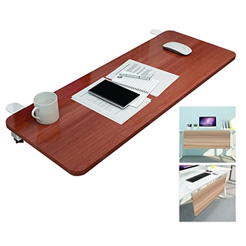 SBJKLYRN Tastaturfach， 90 ° Faltbare Tastaturablage aus Holz, mit K-Halterung, ergonomische Tischarm-Ellenbogenstütze for das Büro(Teak,75x25cm(30x10Inch)) von SBJKLYRN