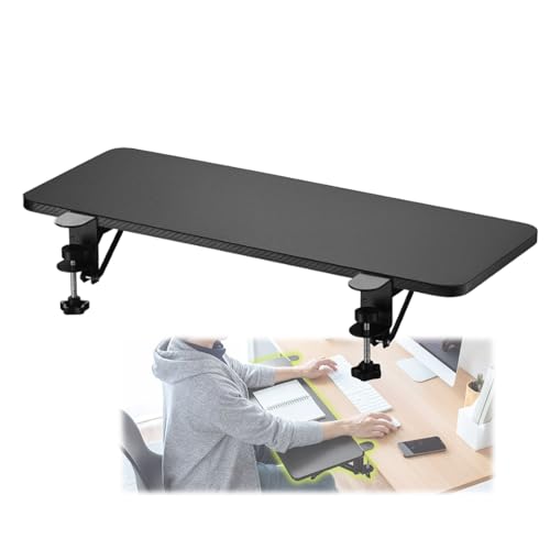 SBJKLYRN Tastaturfach， Klemmbare Tastaturschubladenplattformen, stanzfrei, for Home-Office-Schreibtische/Küchenarbeitsplatten/Computer-Ellenbogenarm-Stützpolster(Black,65 * 25cm(25.6x10Inch)) von SBJKLYRN