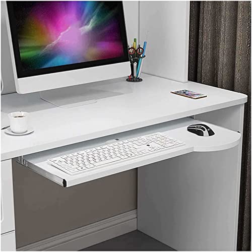 SBJKLYRN Tastaturfach， Mit höhenverstellbarer Unterstützung, Tastaturschublade aus Holz unter dem Schreibtisch, Erweiterung for Büroschreibtisch, Ablage for Tastatur und Maushalter(Blanc,70 * 26cm) von SBJKLYRN