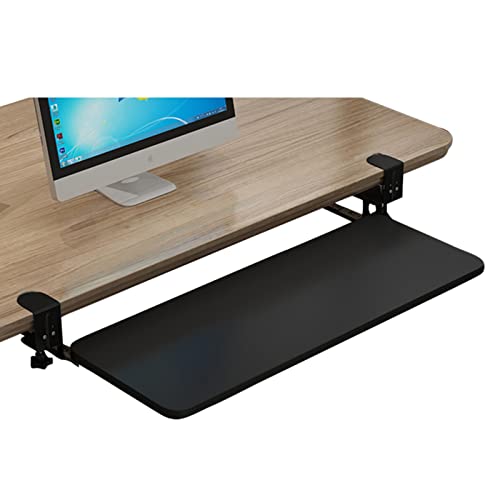 SBJKLYRN Tastaturfach， Tastaturablage aus Holz for Unterschieben unter den Schreibtisch, 25 kg Tragkraft, ausziehbare Tastaturablage, Computer-Armstütze, Handgelenkauflage(Black,65x25cm(26x10Inch)) von SBJKLYRN