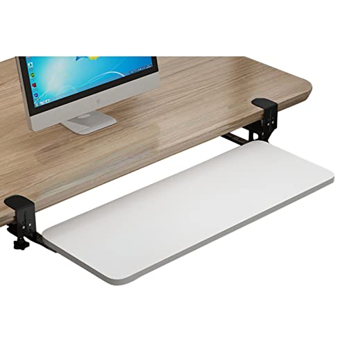 SBJKLYRN Tastaturfach， Tastaturablage aus Holz for Unterschieben unter den Schreibtisch, 25 kg Tragkraft, ausziehbare Tastaturablage, Computer-Armstütze, Handgelenkauflage(White,65x25cm(26x10Inch)) von SBJKLYRN