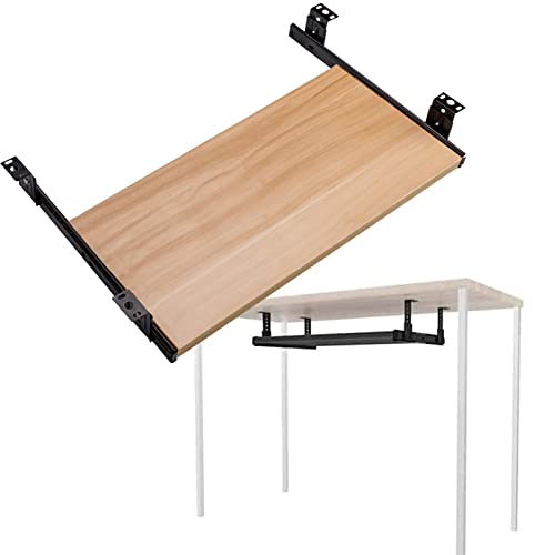 SBJKLYRN Tastaturfach， Tastaturablage aus Holz in 5 Farben, unter dem Schreibtisch, höhenverstellbare Tastaturschubladen, mit Gleitschiene, einfach herauszuziehen(Walnut,L 70cm*W 27cm) von SBJKLYRN