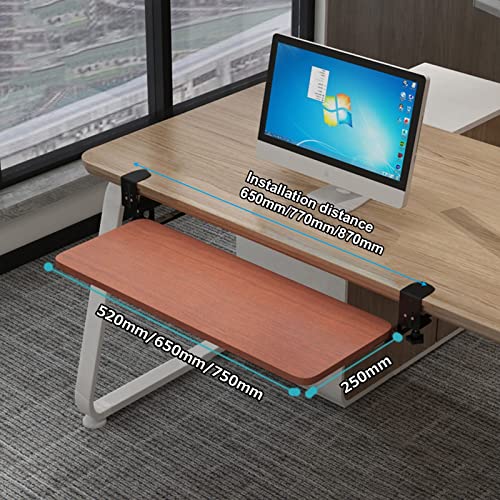 SBJKLYRN Tastaturfach， Tastaturablage aus Holz unter dem Schreibtisch, verschiebbare Tastaturablage, unterstützt Tastaturen und Mäuse/Teakholz/520 * 250 mm(Teak,750 * 250 Mm) von SBJKLYRN