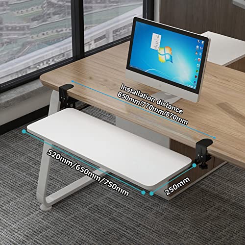 SBJKLYRN Tastaturfach， Tastaturablage aus Holz unter dem Schreibtisch, verschiebbare Tastaturablage, unterstützt Tastaturen und Mäuse/Teakholz/520 * 250 mm(White,650 * 250 Mm) von SBJKLYRN