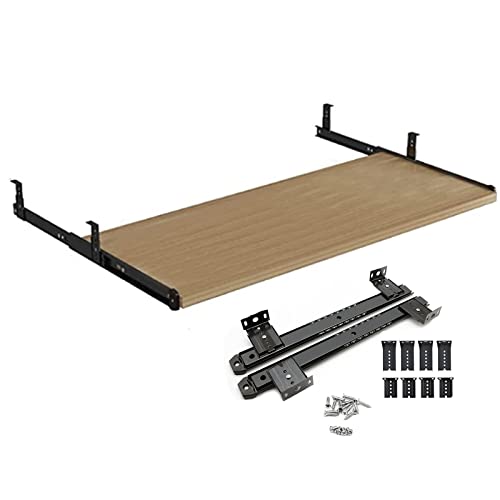 SBJKLYRN Tastaturfach， Tastaturablage unter dem Schreibtisch, verstellbare ergonomische Tastaturschublade mit Armlehnenablage for den Computertisch im Home Office(A Teak,54cm x 27cm) von SBJKLYRN