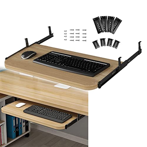 SBJKLYRN Tastaturfach， Unter dem Schreibtisch – mit Gleitschiene – Ergonomischer Computer-Tastaturständer, höhenverstellbare Tastaturablage for Zuhause und das Büro(Black,540mmx270mm) von SBJKLYRN