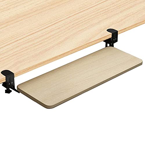 SBJKLYRN Tastaturfach， for Home-Office-Computertisch-Extender, Schiebe-Tastaturschubladenplattformen unter dem Schreibtisch, mit Klemme, ergonomisch(Maple,75X25cm/29.5X10inch) von SBJKLYRN