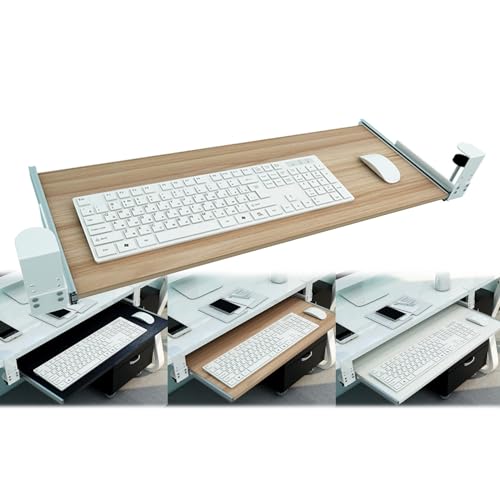 Tastaturfach， 3 Farben Holztablett zur Unterstützung von Tastaturen und Mäusen, 55/65/75 x 30 cm Tastaturplattformen unter dem Schreibtisch, ausziehbarer Tastaturhalter(Walnut,65x30cm(26x12Inch)) von SBJKLYRN
