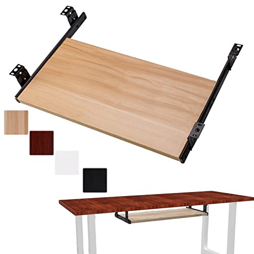 Tastaturfach， Ausziehbare Tastaturablage/Unterstützung for Tastatur und Maus/mit Metallschiene, Tastaturplattform unter dem Schreibtisch 54 x 27 cm 70 x 27 cm(Walnut,60*27 cm(24*11 Inch)) von SBJKLYRN