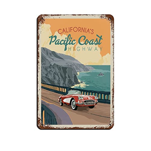 SBKGBIEHG Metall-Blechschild California Coast Travel Blechschilder Retro Bar Pub Diner Cafe Zuhause Badezimmer und Zimmer Kunst 30 x 20 cm von SBKGBIEHG