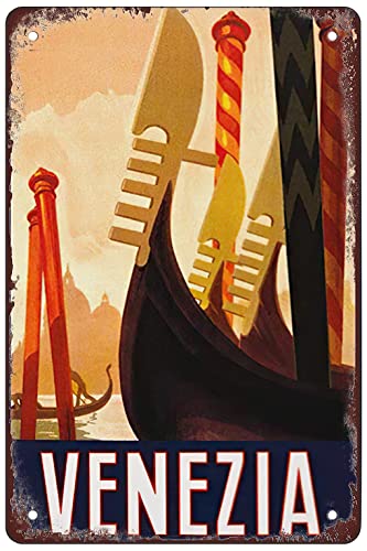 SBKGBIEHG Metallschild Venezia Italia Venedig Italien Reise Lustiges Retro-Schild Zuhause Küche Bar Café Club Höhle Wanddekoration Vintage Blechschild 30 x 43 cm von SBKGBIEHG