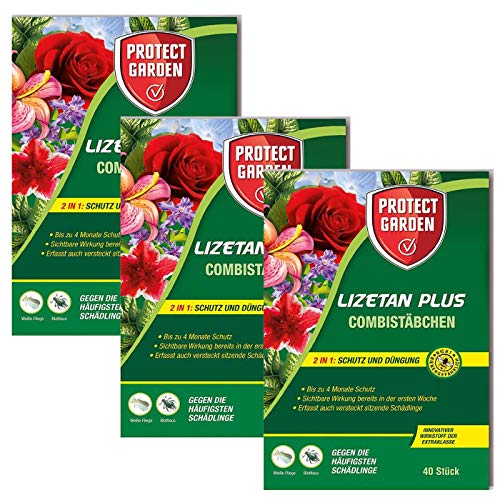 Protect Garden Lizetan Plus Combistäbchen Schädlingsfrei, 2in1 Schutz und Düngung, Sparpack 3 x 40 Stück Plus Zeckenzange mit Lupe von SBM