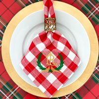 Monogrammierter Fasan Büffel Karo Tuch Casual Dinner Servietten - Vichykaro 6Er Set von SBMonograms