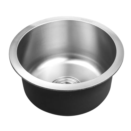Einzelbecken Küchenspüle Edelstahl Runde Spüle Kleine verdickte Bar Küchenspülen Unterbau oder Drop in Küchenspüle (Farbe: Silber, Größe: 30 cm) von SBOJI
