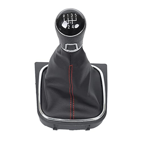 SBOJI 5 Geschwindigkeit hochwertiger Gangschaltknopf-Hebel & Boot Gaitor schwarzer Leder-Set Fit for Vw. Golf 5 6 Fit for Jetta V vi. Fit for Scirocco Schalthebel von SBOJI