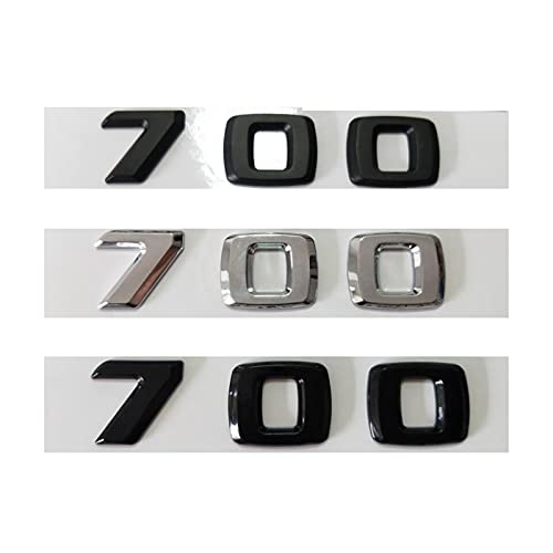 SBOJI Chrom matt glänzend Schwarze Buchstaben Nummer Stamm Embleme 7 0 0 Emblem passend for Brabus 700 Auto-Logo (Size : 7 0 0 (Gloss Black)) von SBOJI