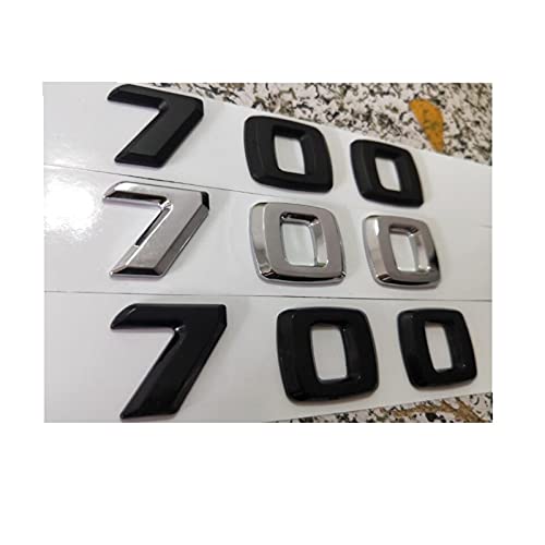 SBOJI Chrom matt glänzend Schwarze Buchstaben Nummer Stamm Embleme 7 0 0 Emblem passend for Brabus 700 Auto-Logo (Size : 7 0 0 (Matt Black)) von SBOJI