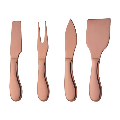 SBOMHS Käsemesser set aus Edelstahl rostfreier Käsehobel Buttermesser runder Griff mit 4 Teiliges Käseschneider set Küchen Käsebesteck 15.5 CM/6.1 Inch (Roségold) von SBOMHS