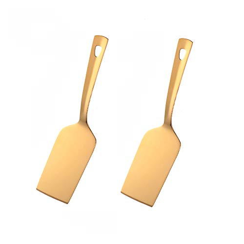 SBOMHS Lasagneheber Edelstahl 2 Stücke Bratenheber Metall Pizzaheber Tortenheber Servierheber Länge 26 cm, Breite 6,4 cm Lasagna Server Gold von SBOMHS