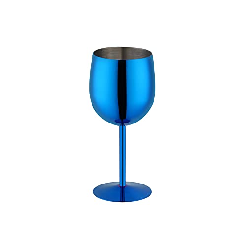 SBOMHS Rotweingläser mit Stiel 1 Stück Weißweingläser ca.350ml Weingläser aus 18/10 Edelstahl Kelch Gläser für Cocktails Champagner Whiskey Biergläser (Blau) von SBOMHS