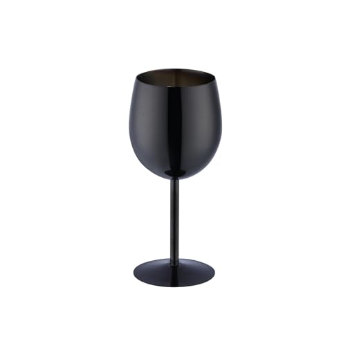 SBOMHS Rotweingläser mit Stiel 1 Stück Weißweingläser ca.350ml Weingläser aus 18/10 Edelstahl Kelch Gläser für Cocktails Champagner Whiskey Biergläser (Schwarz) von SBOMHS