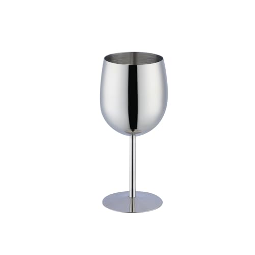 SBOMHS Rotweingläser mit Stiel 1 Stück Weißweingläser ca.350ml Weingläser aus 18/10 Edelstahl Kelch Gläser für Cocktails Champagner Whiskey Biergläser (Silber) von SBOMHS