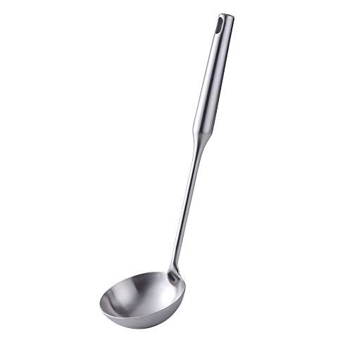 SBOMHS Schöpflöffel Edelstahl 18/10 Schöpfkelle Suppenkellen Langer Stiel 34 CM/ 13,4 Inch Silber Matt Breite 9,2 CM/ 3,6 Inch von SBOMHS