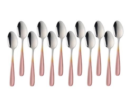 SBOMHS Teelöffel 12 stück aus Edelstahl Kaffeelöffel 13,5 CM kleine Löffel Espressolöffel Dessertlöffel Mini Teaspoons Metall Mokkalöffel (Farbverlauf Roségold) von SBOMHS