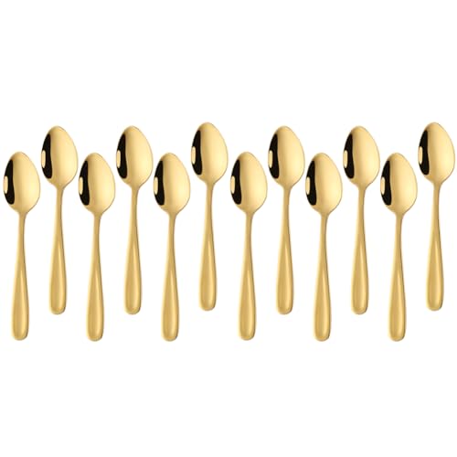 SBOMHS Teelöffel 12 stück aus Edelstahl Kaffeelöffel 13,5 CM kleine Löffel Espressolöffel Dessertlöffel Mini Teaspoons Metall Mokkalöffel (Gold) von SBOMHS