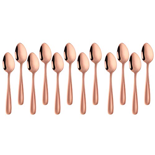 SBOMHS Teelöffel 12 stück aus Edelstahl Kaffeelöffel 13,5 CM kleine Löffel Espressolöffel Dessertlöffel Mini Teaspoons Metall Mokkalöffel (Roségold) von SBOMHS