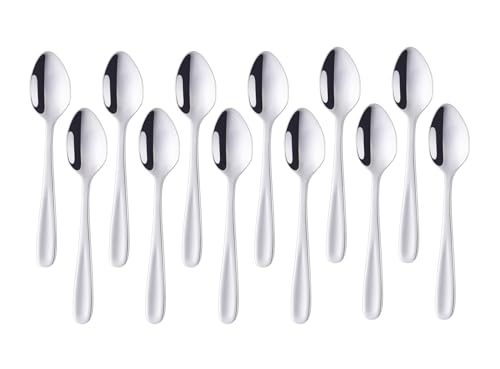 SBOMHS Teelöffel 12 stück aus Edelstahl Kaffeelöffel 13,5 CM kleine Löffel Espressolöffel Dessertlöffel Mini Teaspoons Metall Mokkalöffel (Silber) von SBOMHS