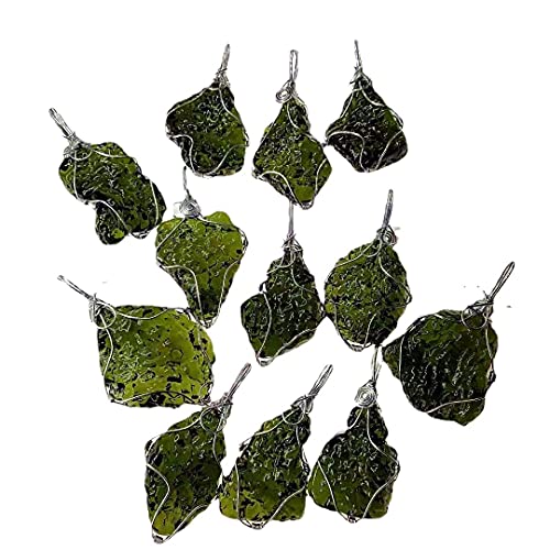 2021 Grüne MoldaVIT Tschechische Meteoritenschlagglas Raue Stein Kupferdraht Weben 001,SBuTTON774w (Color : 10-15g) von SBOTTON