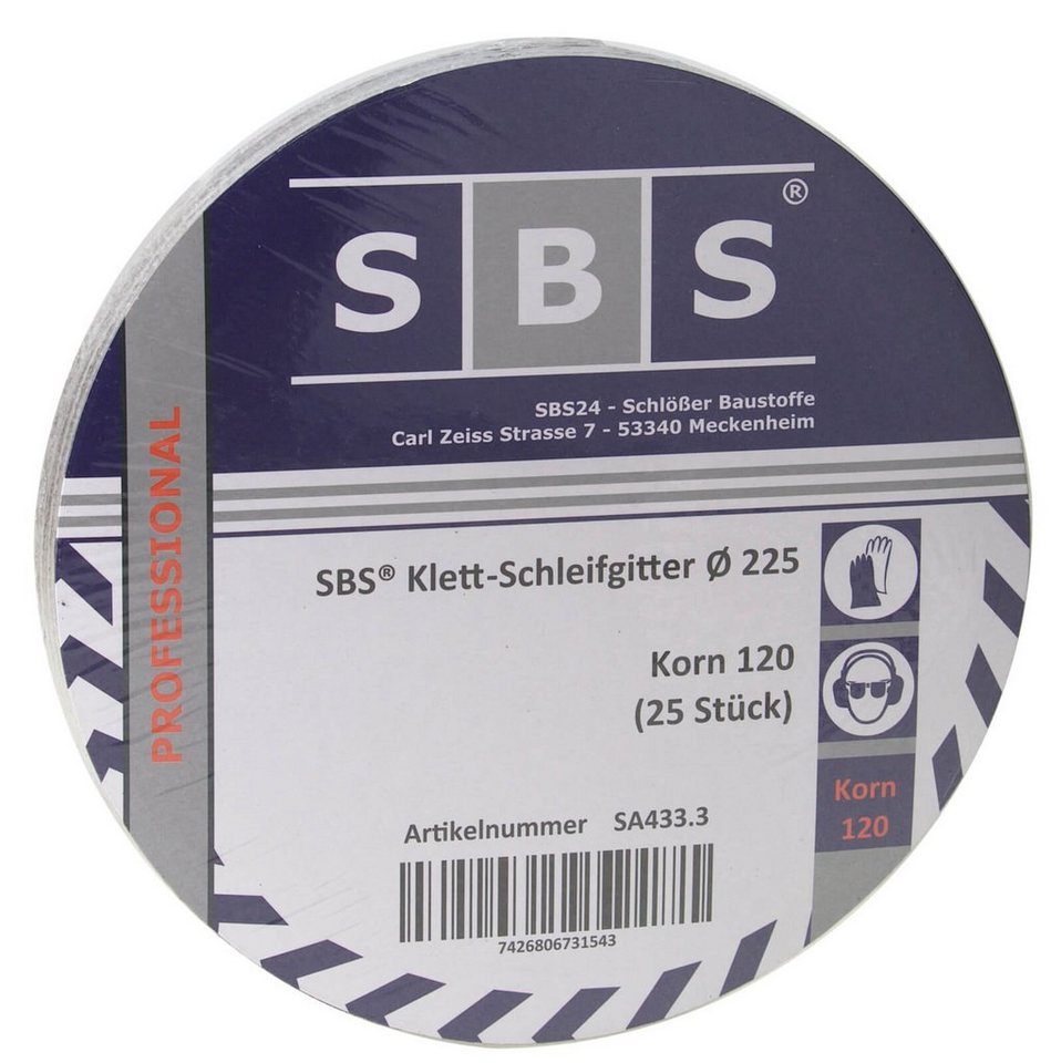 SBS Schlößer Baustoffe Schleifscheibe Schleifgitter 225mm 25er Pack - Korn: 120 SBS Schlößer Baustoffe Schleifscheibe Schleifgitter 225mm 25er Pack - Korn: 120 von SBS Schlößer Baustoffe