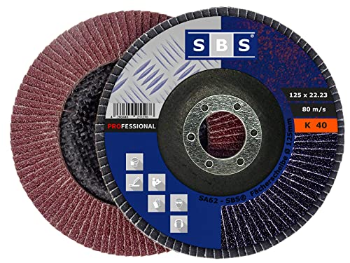 SBS® Fächerscheiben | Ø 125 mm | Korn 40 | 10 Stück | Braun für Metall & Holz | Winkelschleifer Lamellenschleifer Schleifscheiben von SBS