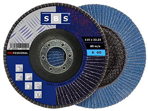 SBS® Fächerscheiben | Ø 115 mm | Korn 60 | 50 Stück | INOX Blau für Winkelschleifer | Fächerschleifer Lamellenschleifer Schleifscheiben FlapDisk von SBS